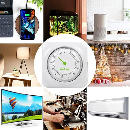 BN-LINK 12 Hour Indoor Mechanical Accurate Countdown Timer, 3-Prong Grounded Outlet, 15 Minute Increments, Energy Saving for Kitchen, Phone Charger, Lamps, Holiday Decoration 1875W, 1/2 HP, ETL Listed