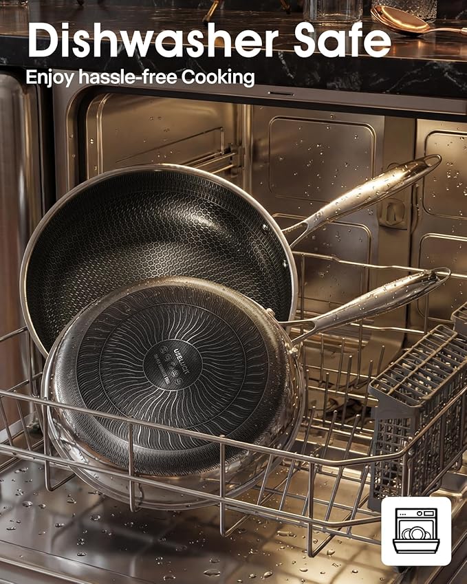 USELUCK Nonstick Frying Pans with Lid,10-Inch Non Stick Skillet with Honeycomb Surface,Dishwasher-Friendly,Oven-Safe,Induction Compatible,PFAS-Free,Non-Toxic,Compatible with All Cooktops.