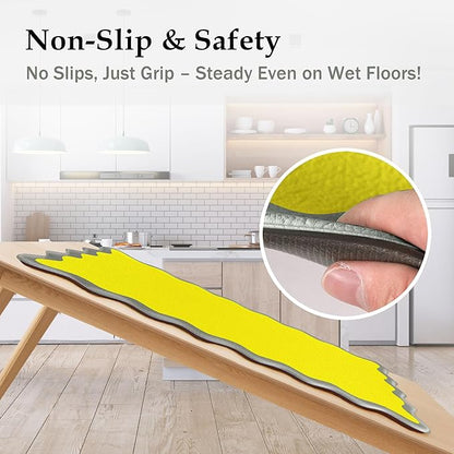 Arenarug Scalloped Yellow Gray Kitchen Mats Rugs Sets of 2 Cushioned Anti Fatigue Floor Mat Waterproof Kitchen Rugs Non Slip Foam Comfort Standing Mat for Sink Laundry