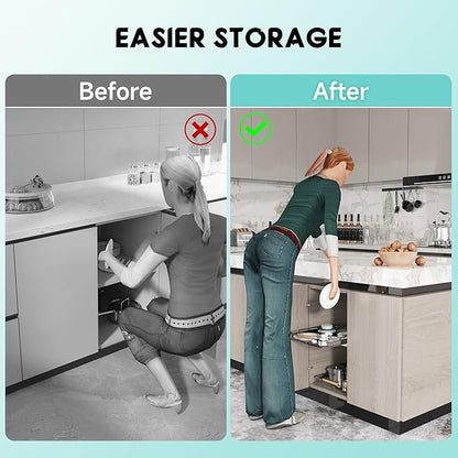 2Pack Expandable Pull Out Cabinet Organizer, 23.2-39.9" W x 22.5" D | Adjustable Width, Under Sink Organizer, Drawer Storage Shelves, For Kitchen, Bathroom, Closet, Pantry, Cupboard