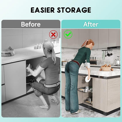Expandable Pull Out Cabinet Organizer, 17.1-28" W x 22.5" D | Adjustable Width, Under Sink Storage, Drawer Storage Shelves, For Kitchen, Bathroom, Closet, Pantry, Cupboard