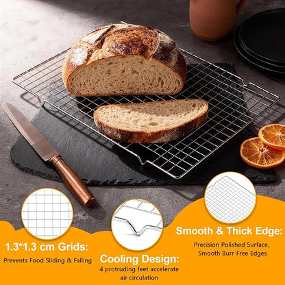 Baking Sheet with Cooling Rack Set,Carbon Steel Cookie Sheets with Rack for Baking Roasting,Nonstick Baking Pans, 17 x 11 x 0.5 Inches (2 Set)