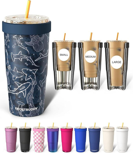 Frost Buddy Togo Buddy 30 oz Stainless Steel Vacuum Insulated Tumbler To Go Coffee Cup – Iced Coffee Sleeve, Travel Mug, Thermal Cup for Hot & Cold Drinks, Dunkin Cup (Midnight Reef)
