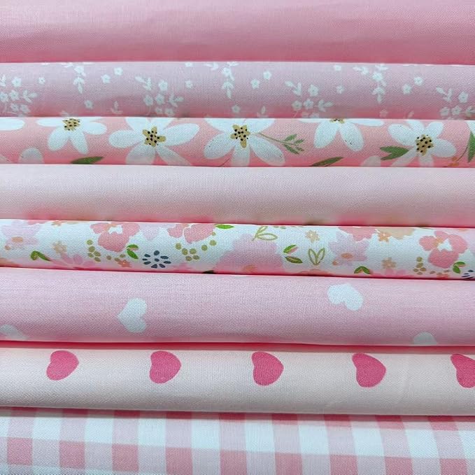 Cotton Fabric DIY Making Supplies Quilting Patchwork Fabric Fat Quarter Bundles DIY for Quilting Cotton Patchwork Cushions (Love Flower, 9.8 x 9.8 inches)