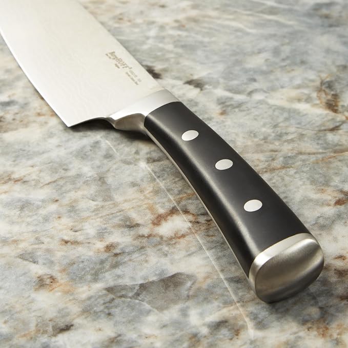 Berghoff Antigua 5Pc Knives With Case German Steel Etched Blade Ergonomically Designed Triple-riveted Handle Sharp & Well Balanced Satin Finish