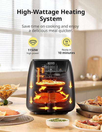 COMFEE' Small 2.1 Quart Digital Air Fryer, Compact Design for 1–2 People, Touch Screen Controls, 360-Degrees Hot Air Circulation, Ceramic Basket, and 4 Cooking Presets