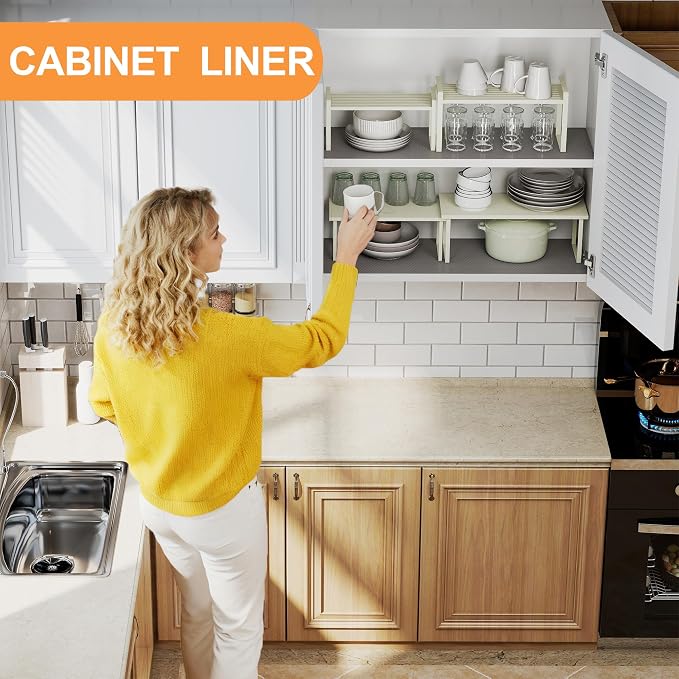 FLPMIX Large Cabinet Shelf Liner: 22" W x 300" L Waterproof Kitchen Under Sink Mat - Translucent Grey Non-Adhesive Clear Bathroom Cupboard Drawer Liner