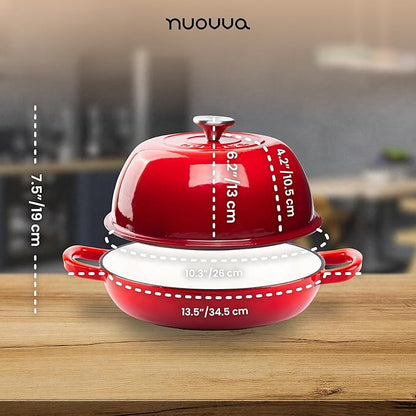 Enamelled Cast Iron Dutch Oven Pot – Dutch Oven For Sourdough Bread Baking – Cast Iron Bread Pot – Red, 6 Quarts, 26cm – by Nuovva