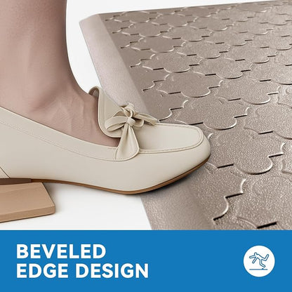 Kitchen Mat Cushioned Anti Fatigue for Floor, Non-Slip Waterproof Comfort Rug for Kitchen Sink, Standing Desk & Laundry, 17.3"x29", Khaki