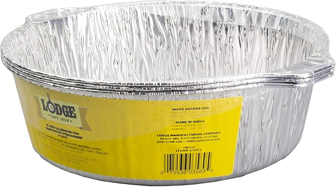 Lodge Silver 10 Inch Aluminum Foil Dutch Oven Liner - 100% Recyclable Dutch Oven Liner - Easy Camp Cooking Cleanup - 3 Pack