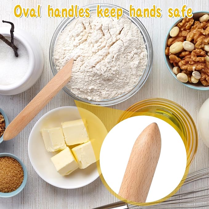 11 Inch Wooden Sourdough Bread Mixing Stir Stick Spurtle Wooden Sourdough Bread Making Tools Paddle Stirring Stick for Kitchen Cooking(Beech)