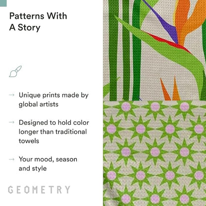 GEOMETRY Spring Kitchen Towels - Quick Dry Microfiber Cloth Spring & Summer Dish Towels for Kitchen Drying - Premium Quick Dry Towel - Paradise Play, 18" x 30" - 2-Pack