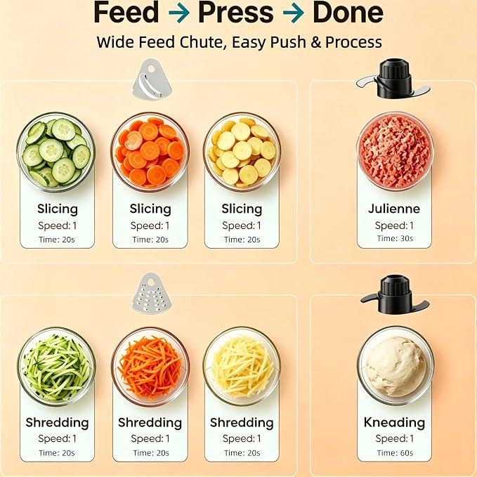 Simple Deluxe Food Processor 10.5 Cup, Multi-Functional Vegetable Choppers Food Grinder with Slicing Shredding Chopping Kneading, Suitable for Smoothie Fruit Dough, 2.6QT, White