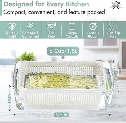 Vegetable Chopper 16 in 1 with Container, Veggie Chopper Food Chopper and Dicer, Onion Chopper Vegetable Cutter with 8 Stainless Steel Blades, Easy Meal Prep Kitchen Tool, Blue