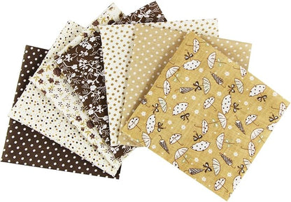aufodara 7pcs 20” x 20” Cotton Fabric Squares Patchwork Bundle Making Supplies Quilting Weight 120 g/m² for Sewing Quilt DIY Artcraft Handwork (Brown)