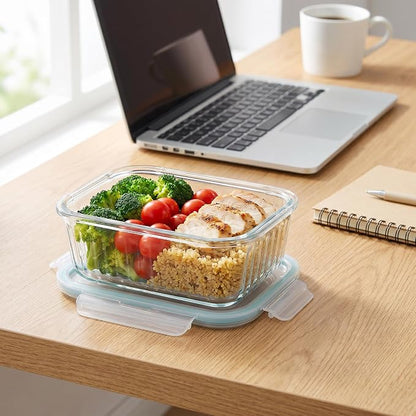 5-Packs, 36 Oz Glass Meal Prep Containers with Snap Locking Lids Glass Food Containers,Airtight Lunch Container,Microwave, Oven, Freezer and Dishwasher