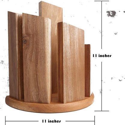 Resafy Countertop Magnetic Knife Block - Double Sided Wooden Holder w/Strong Magnets,Space Saving Up to14 Knives Large Capacity Storage Stand