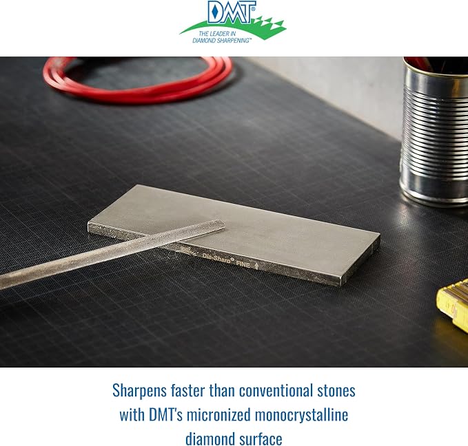 DMT D8F Dia-Sharp Bench Stone - Diamond Knife Sharpener for the Workshop, Jobsite or Kitchen - Fine - Flat Diamond Sharpening - Non-Slip Knife Sharpener- Made in the USA - 8 x 3 x 0.38 Inches