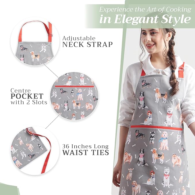 Maison d' Hermine 100% Cotton Apron for women with Pocket Kitchen Chef Apron for Men Cooking Spring Summer