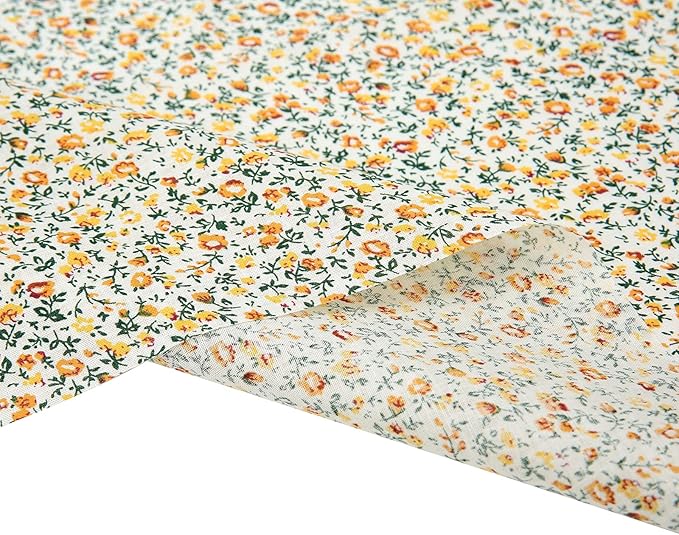 7 pcs 20" x 20" Cotton Fabric DIY Making Supplies Quilting Patchwork Fabric Fat Quarter Bundles DIY for Quilting Cotton Patchwork Cushions (Yellow, 20" x 20")