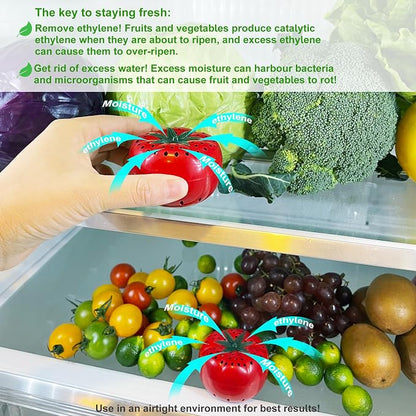 Produce Freshness Preserver Saver - Keep Fruits and Vegetables Fresh Longer, Ethylene Gas and Odor Absorber in Refrigerator (12 Refill Sachets)