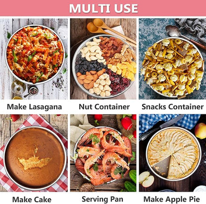 P&P CHEF Cake Pan Set of 3, 4" + 6" + 8" Round Baking Layer Tier Cake Pans Tins, Stainless Steel Bakeware for Birthday Weeding, Heavy Duty & Non Toxic, Mirror Finish & Dishwasher Safe