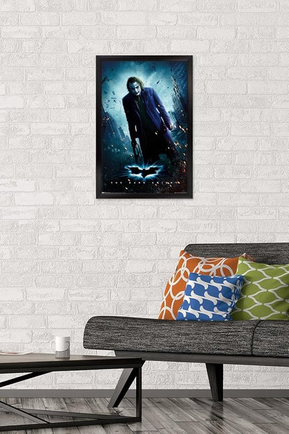 Trends International DC Comics Movie - The Dark Knight - The Joker - One Sheet Wall Poster, 14.725" x 22.375", Black Framed Version