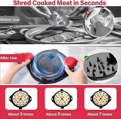 Chicken Shredder Tool Twist Large Chicken Breast Shredder Tool-Meat Shredder Meat Masher for Chicken Ground Beef Pork with Up-grated Stainless Steel Spikes Kitchen Gadgets Essentials (Red&Black)