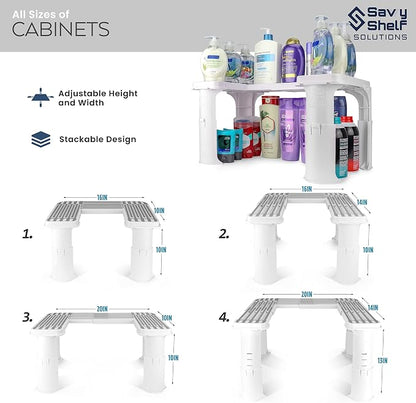 Expandable Under Sink Organizer and Storage I Bathroom Under the Sink Organizer Kitchen Under Sink Shelf I Cleaning Supplies Organizer Under Sink Storage I EXPANDABLE HEIGHT DEPTH & WIDTH