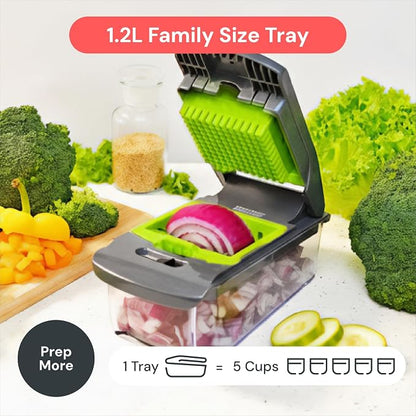Fullstar The Original Pro Chopper - Vegetable Chopper and Spiralizer, Food Chopper with Container, Fruit Slicer, Kitchen Gadgets & Gifts, Home Essentials (4 in 1, Gray/Green)