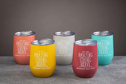 DIVERSEBEE Inspirational Thank You Gifts for Women, Mom, Sister, Wife, Girlfriend, Coworker, Nurses, Best Friend, Encouragement Birthday Wine Gifts - Insulated Wine Tumbler Cup with Lid (Honey)