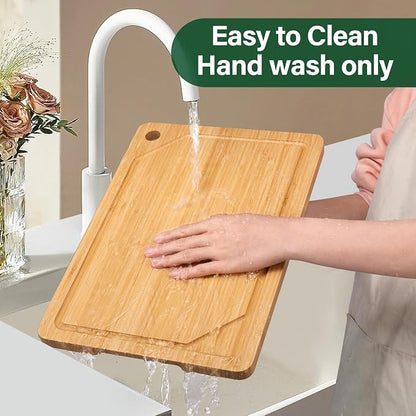Bamboo Cutting Board Set of 3, Cutting Boards For Kitchen with Juice Groove, Bamboo Chopping Board Set, Serving Board Set for Meat, Vegetable and Cheese