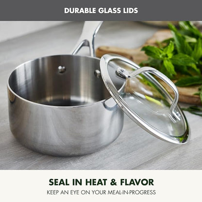 GreenPan Valencia Pro Tri-Ply Stainless Steel 9 Piece Cookware Set, Induction Ready Pots & Pans, Mirror Finish, Dishwasher & Oven/Broiler Safe to 600F, Compatible with All Cooktops
