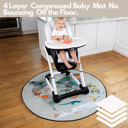 Splat Mat for Baby – Under High Chair Floor Mat Protects Wood, Vinyl and Carpet from Spills – Waterproof 4 Layer Baby Mat with Anti-Skid Backing Deters Bunching and Sliding (51” x 51”)