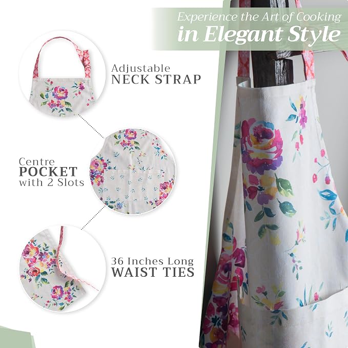 Maison d' Hermine 100% Cotton Apron for women with Pocket Kitchen Chef Apron for Men Cooking Spring Summer