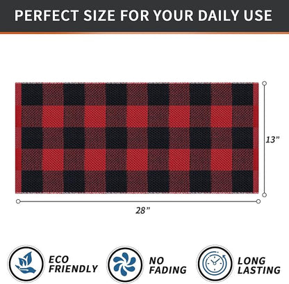 Homaxy 100% Cotton Waffle Weave Check Plaid Kitchen Towels, 13 x 28 Inches, Super Soft and Absorbent Dish Towels for Drying Dishes, 6-Pack, Black & Red