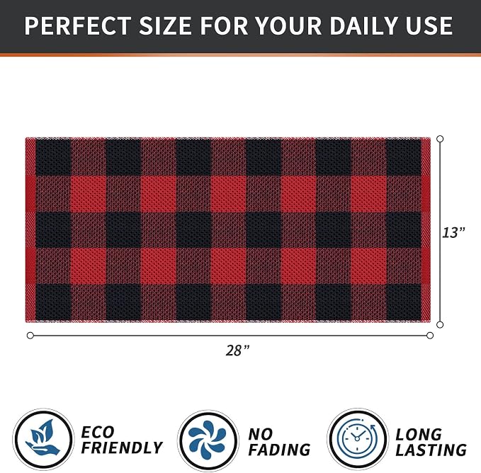 Homaxy 100% Cotton Waffle Weave Check Plaid Kitchen Towels, 13 x 28 Inches, Super Soft and Absorbent Dish Towels for Drying Dishes, 4-Pack, Black & Red
