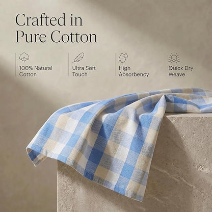 Urban Villa Kitchen Towels Set of 6 Blue Sand Buffalo Checks Kitchen Towels 20X30 Inches 100% Cotton Highly Absorbent Kitchen Towels Premium Quality Ultra Soft Mitered Corners KitchenTowels