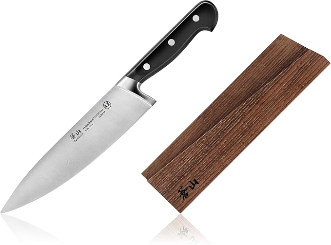 Cangshan TV2 Series 1022735 Swedish 14C28N Steel Forged 8-Inch Chef Knife and Wood Sheath Set