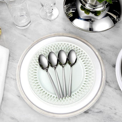 KEAWELL Premium Aline 8-Piece 6.4 inch Spoon Set – 18/10 Stainless Steel Silverware with Mirror Polish, Dishwasher Safe for Table Setting and Entertaining (8, Teaspoons)