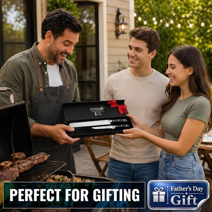 Cutluxe Carving Knife Set for BBQ & Brisket – Razor Sharp German Steel Slicing and Boning Knife for Meat Cutting, Full Tang & Ergonomic Handle, Fathers Day Gift For Dad – Artisan Series