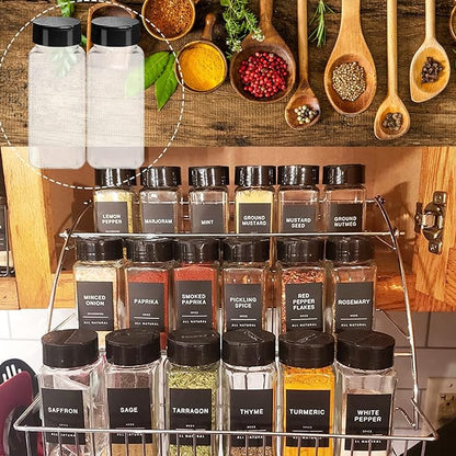 Tiaiidi 24 Pack 3.5 oz Square Plastic Spice Jars,Seasoning Containers with Black Screw Lids to Pour or Shake,Empty Storage Spice Containers for Spice,Powders,Peppers