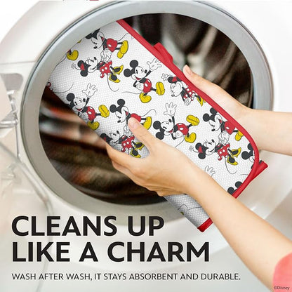 Disney Dish Drying Mats for Kitchen Counter (2 Pack) – 16" x 18" Absorbent Kitchen Drying Mats for Dishes – Mickey & Minnie, Winnie the Pooh, & Stitch Dish Mats