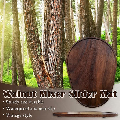 Walnut Wood Mixer Slider Mat for KitchenAid 5-8 qt Stand Mixer Scratch-Resistant Sliding Tray