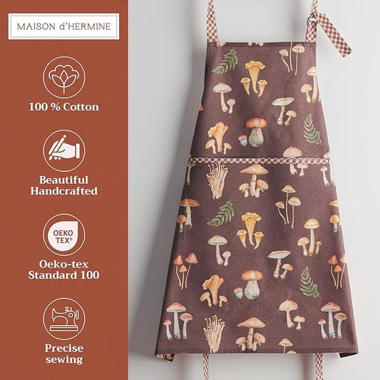 Maison d' Hermine 100% Cotton Apron for women with Pocket Kitchen Chef Apron for Men Cooking Spring Summer