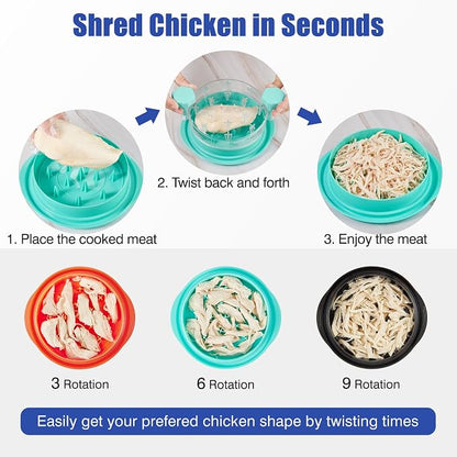 Chicken Shredder Tool Twist: 2026 Pro Food-Grade Visible Meat Shredder with Strong Anti-Slip Base, Ergonomic Handle, Chicken Breast Shredder, Suitable for Pork Beef Chicken (Green)