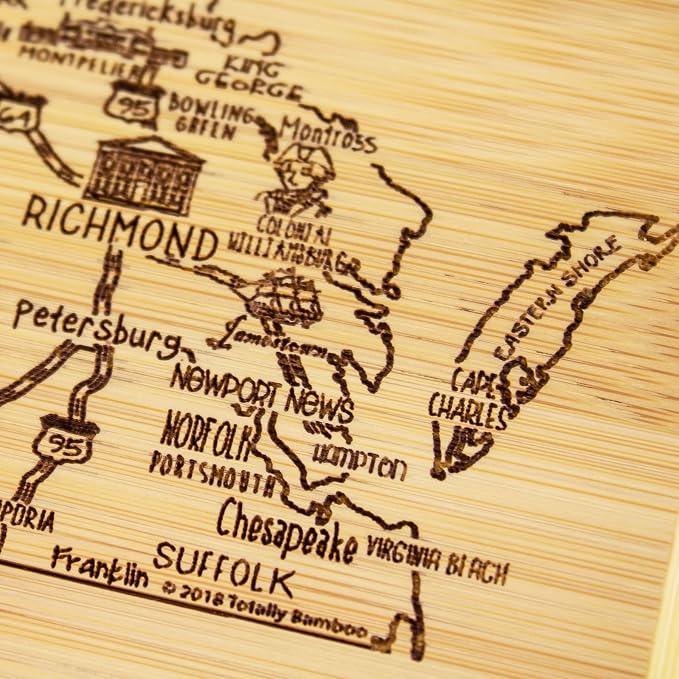 Totally Bamboo A Slice of Life Virginia State Serving and Cutting Board, 11" x 8.75"