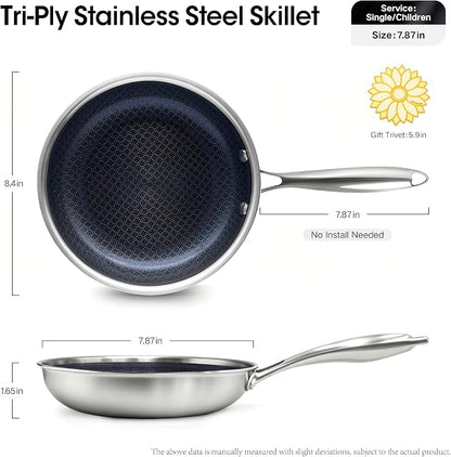 BRASA,Nonstick steel Cookware Sets,Multi-layer Cookware,Ceramic coating,Compatible Gas,Electric & Induction Dishwasher safe (PFOS, PFOA Free) saucepan and frying pan and 4trivet set