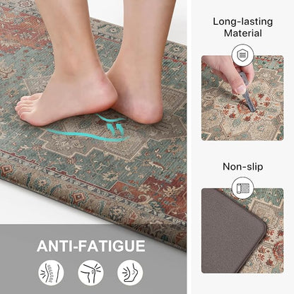 GENIMO Kitchen Mats for Floor, Washable Anti Fatigue Mat for Cushioned, 23.6"x71", Waterproof Kitchen Rugs, Non Slip Comfort Standing Mat Rug for Home, Sink, Laundry, Multi Color