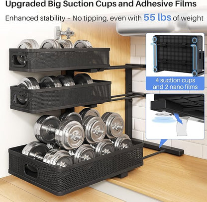 Under Sink Organizer, 2-Pack 3-Tier Thickened Metal Pull out Cabinet Organizer Shelf, Height Adjustable Slide out Storage Drawer Rack for Kitchen Bathroom Pantry Laundry Home Office Organization